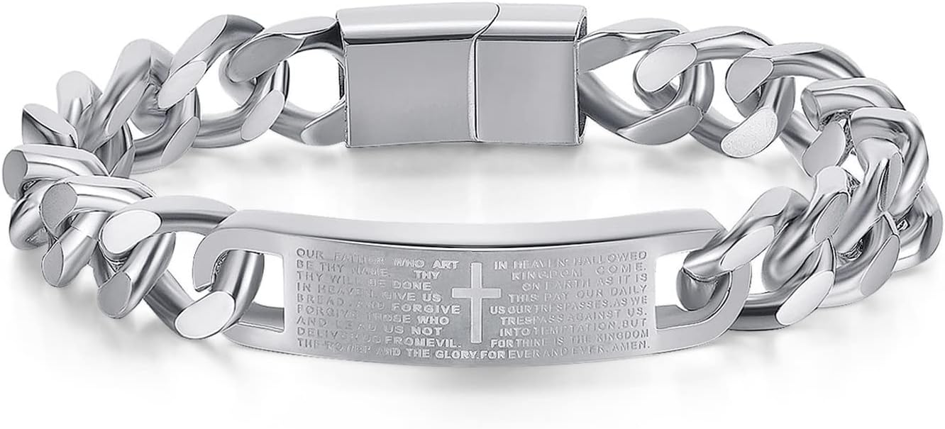 Personalized Bracelet for Men 20mm Black Stainless Steel ID Bracelet Custom Gift for For Men SSB236-B (Copy)
