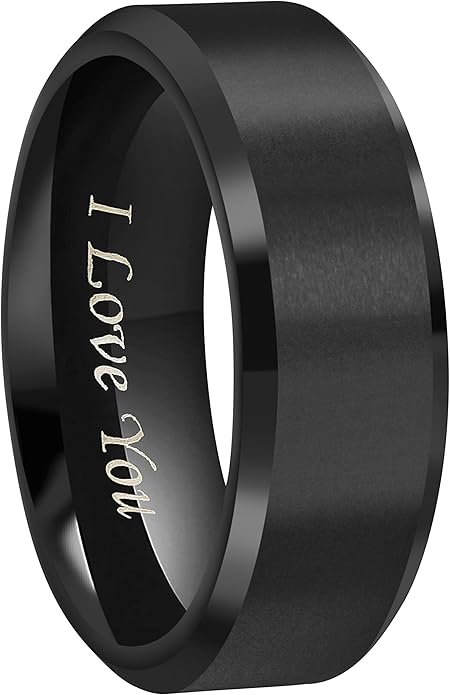 8mm Personalized Titanium Ring Wedding Band Matte Comfort Fit Ring for Men Women Customized Promise Ring Size 7-13 TRB071P
