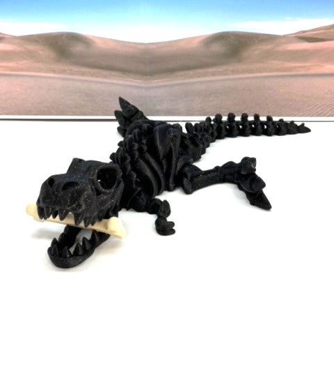 3D Printed Skeleton Dinosaur, Articulated Skeleton T-Rex Tyrannosaurus Dinosaur, Fidget ADHD Autism Toy -ATREX001-BLK