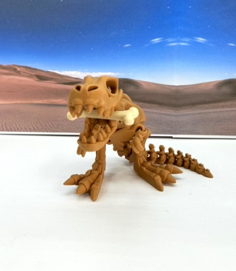3D Printed Skeleton Dinosaur, Articulated Skeleton T-Rex Tyrannosaurus Dinosaur, Fidget ADHD Autism Toy -ATREX001-BRN