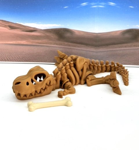 3D Printed Skeleton Dinosaur, Articulated Skeleton T-Rex Tyrannosaurus Dinosaur, Fidget ADHD Autism Toy -ATREX001-BRN