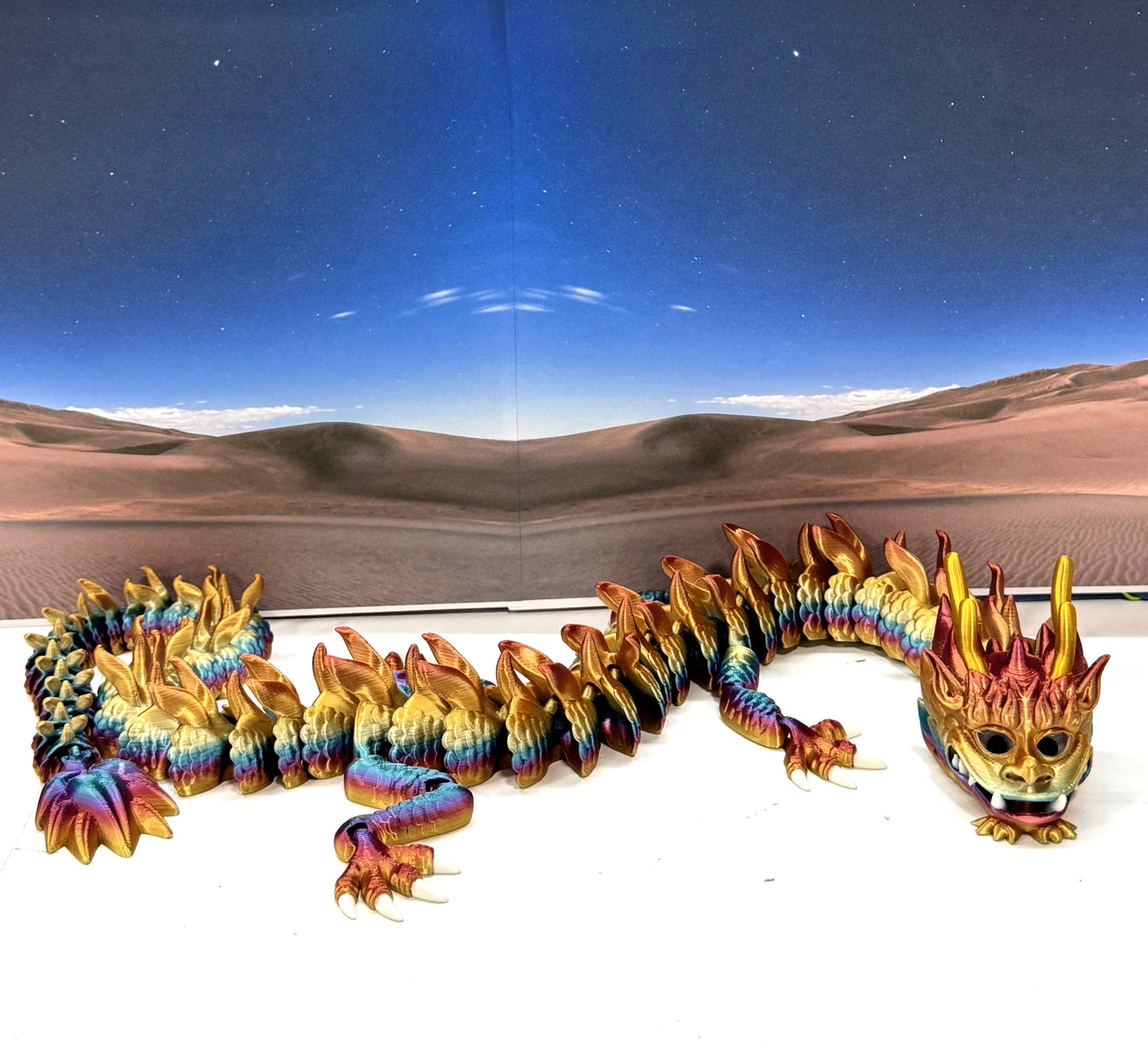 3D Printed Dragon, Articulated Imperial Dragon, 13" Nebula Imperial Dragon, Fidget ADHD Autism Toy, Executive Desk Toy - ID001-NEBULA