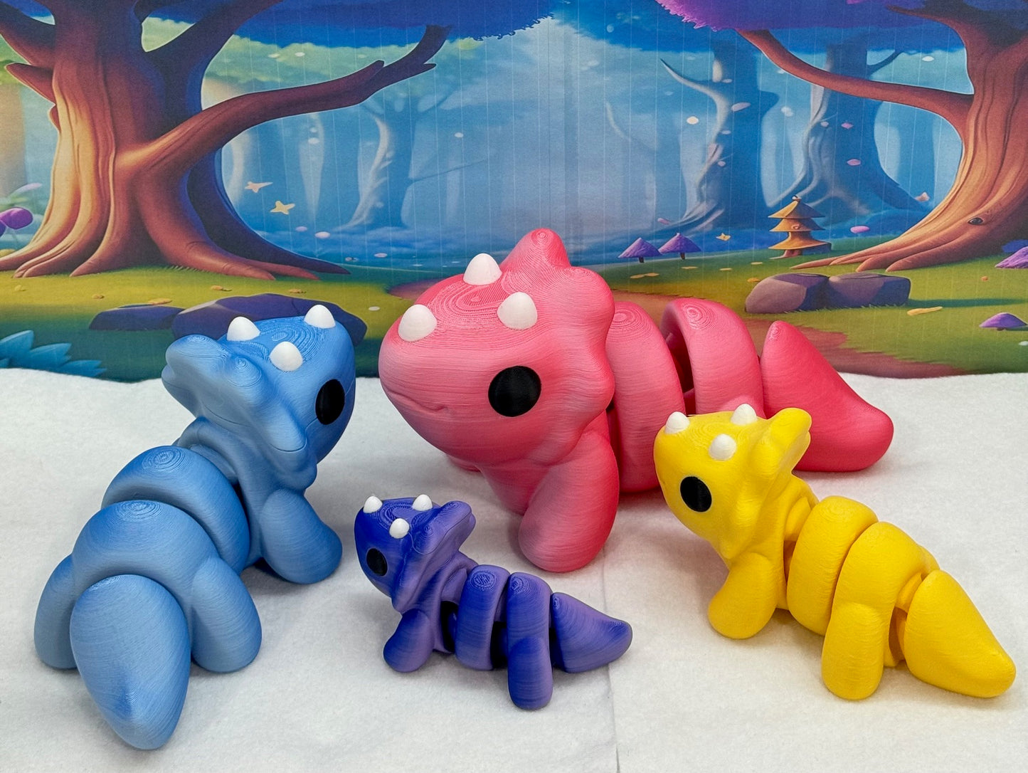 3D Printed Dinosaur, 3D Printed Animals Desktop Toys, 4pcs Triceratops Figure Home Office Decor AD001-TRI