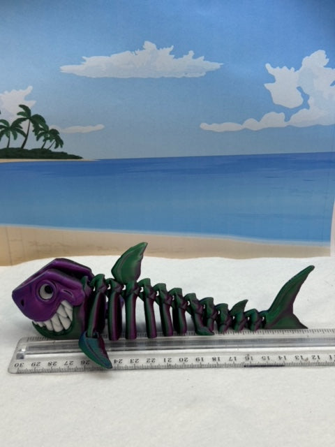 3D Printed Skeleton Shark, 7" Articulated Shark Toy, Red Green Blue Shark Toy, Fidget ADHD Autism Toy ASS001-RGB