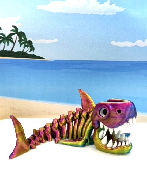 3D Printed Skeleton Shark, 7" Articulated Shark Toy, Red Yellow Blue Shark Toy, Fidget ADHD Autism Toy ASS001-RYB