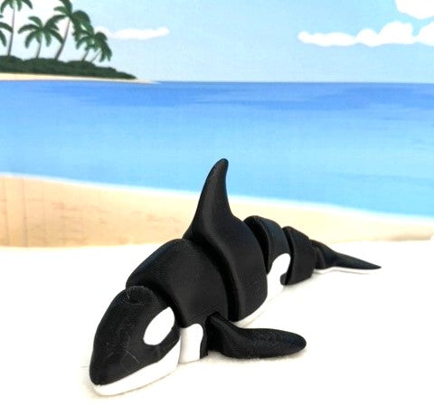 3D Printed Orca, Articulated Orca Killer Whale with Stand, Sea Creatures, Executive Desk Decor, Fidget Toy for ADHD/Autism - AORCA-LARGE