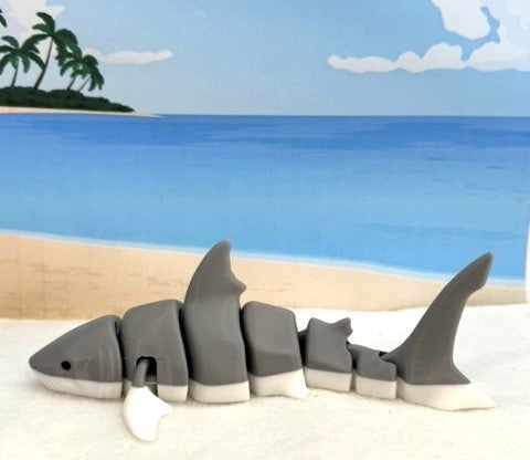 3pcs 3D Printed Sharks, Small Medium Large Articulated Shark Toy, Sea Creatures Fidget Toy, Executive Desk Decor- ASHARK-SET-GRAY