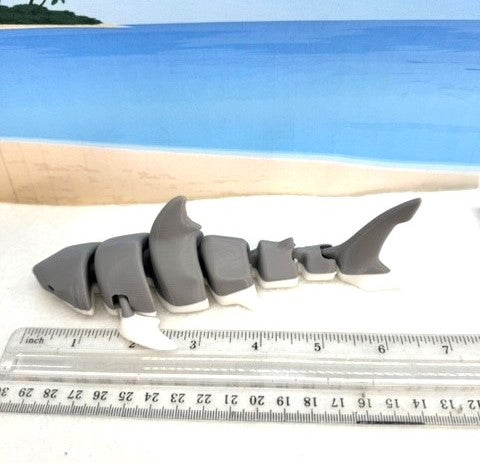 3D Printed Shark, Articulated Shark Ocean Creature, Fidget ADHD Shark Toy - ASHARK-GRAY-LARGE