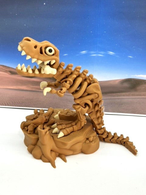 3D Printed Skeleton Dinosaur, Articulated Skeleton T-Rex Tyrannosaurus Dinosaur, Fidget ADHD Autism Toy -ATREX001-BRN-WE