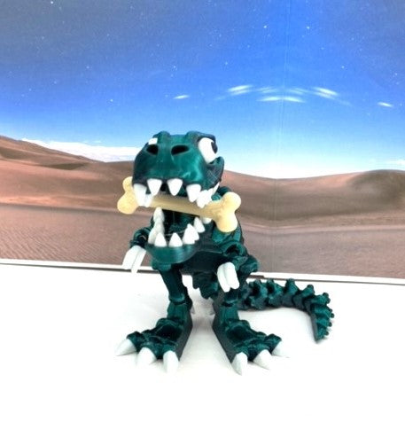 3D Printed Skeleton Dinosaur, Articulated Skeleton T-Rex Tyrannosaurus Dinosaur, Fidget ADHD Autism Toy - ATREX001-BEG