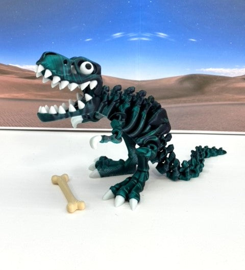 3D Printed Skeleton Dinosaur, Articulated Skeleton T-Rex Tyrannosaurus Dinosaur, Fidget ADHD Autism Toy - ATREX001-BEG
