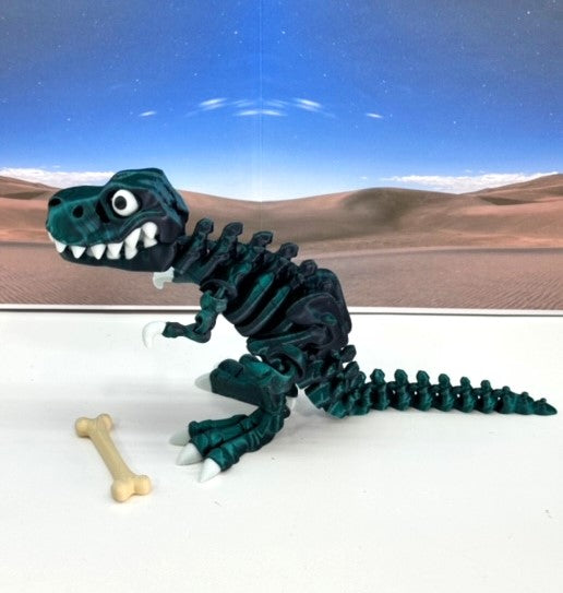 3D Printed Skeleton Dinosaur, Articulated Skeleton T-Rex Tyrannosaurus Dinosaur, Fidget ADHD Autism Toy - ATREX001-BEG