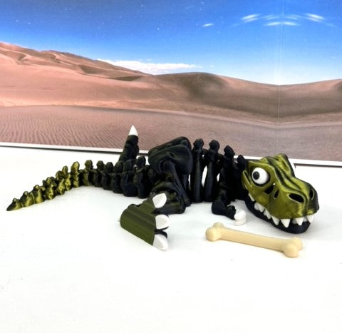 3D Printed Skeleton Dinosaur, Articulated Skeleton T-Rex Tyrannosaurus Dinosaur, Fidget ADHD Autism Toy - ATREX001-BDG