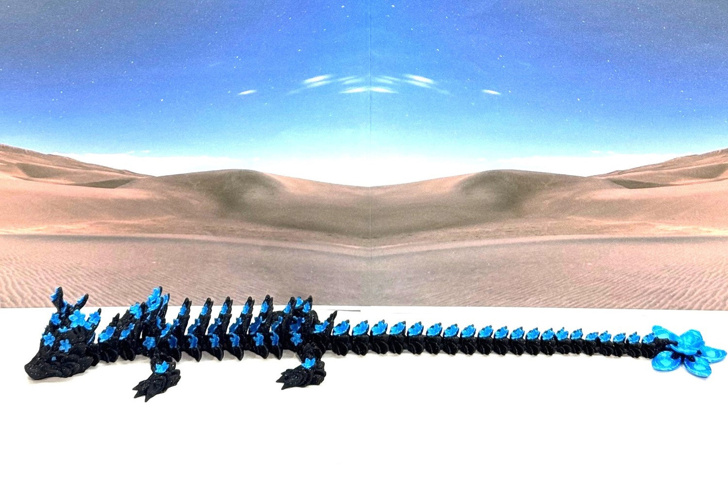 3D Printed Dragon with Egg, Articulated Black an Blue Cherry Blossom Dragon, Fidget ADHD Dragon Toy - D053