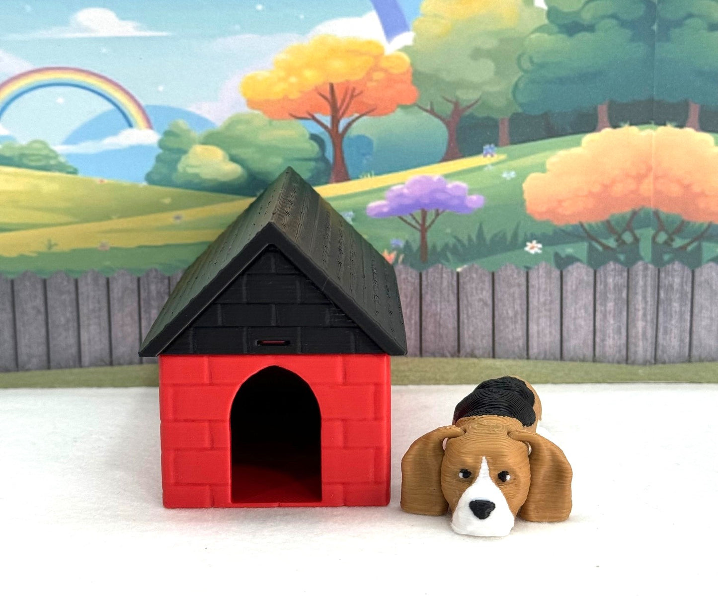 3D Printed Dog, Articulated Beagle Dog, 3D Printed Flexible Joint Dog Figures, Fidget ADHD Autism Toy-AD-SET3-BEA