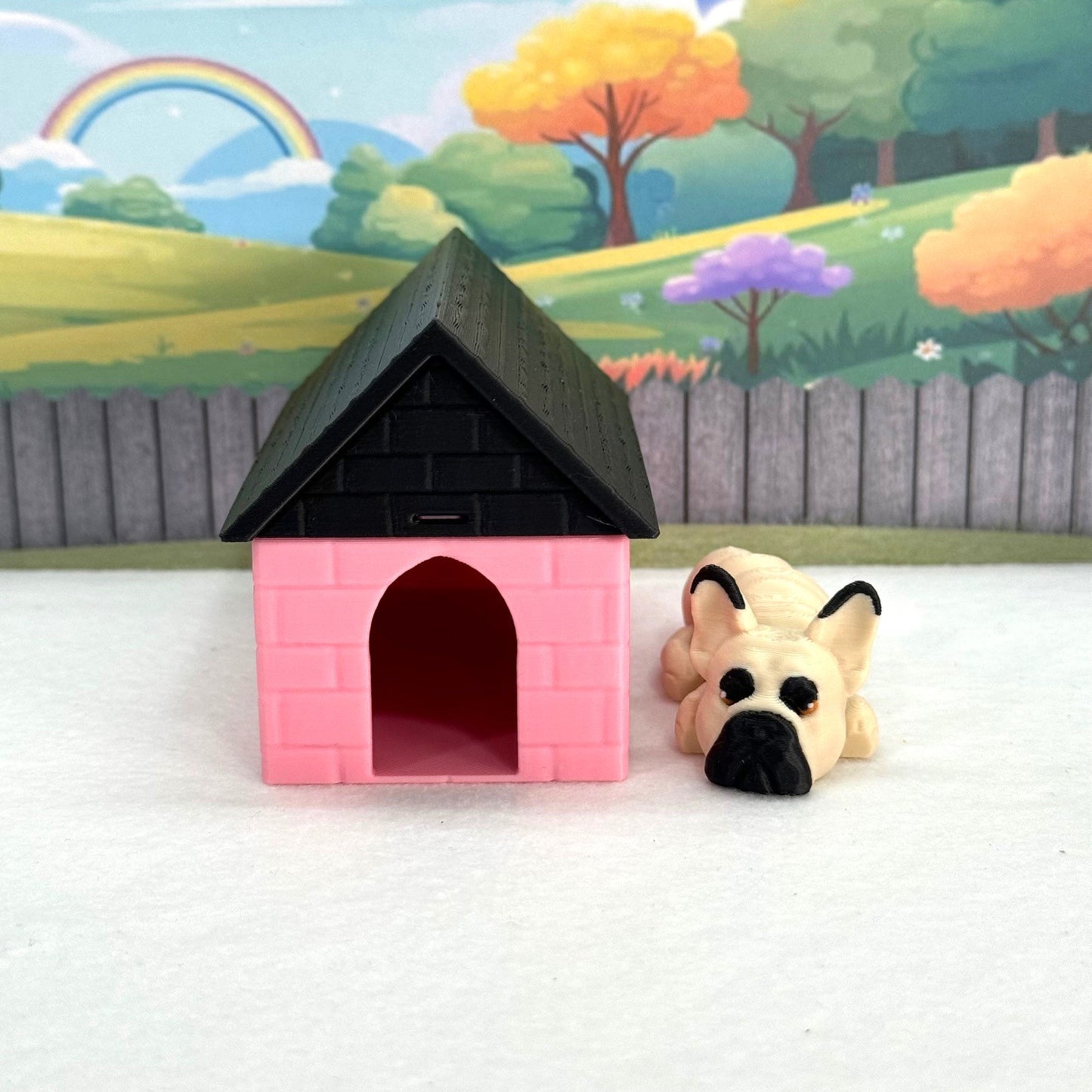 3D Printed Dog, Articulated French Bulldog, 3D Printed Flexible Joint Dog Figures, Fidget ADHD Autism Toy-AD-SET3-FB