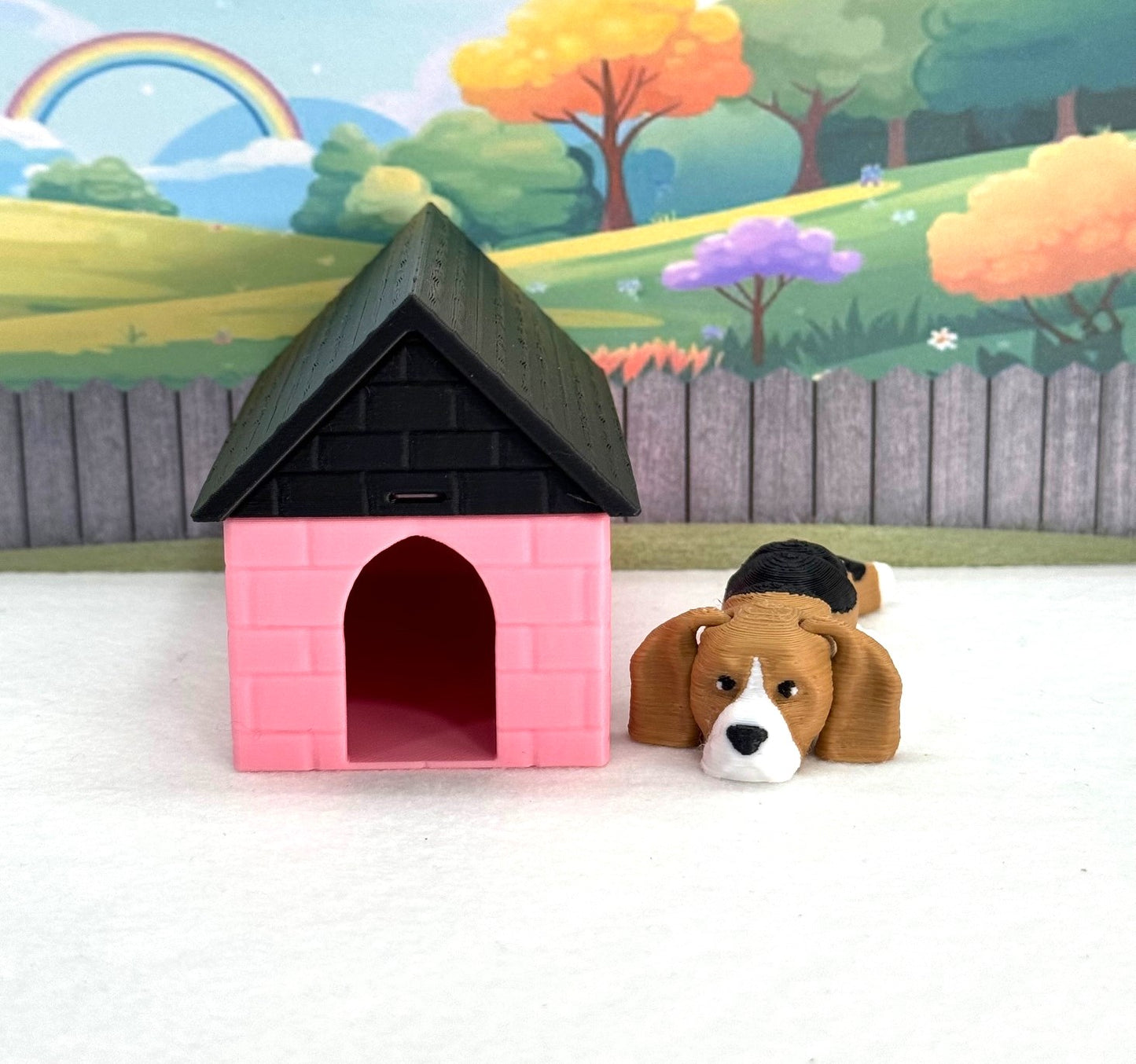 3D Printed Dog, Articulated Beagle Dog, 3D Printed Flexible Joint Dog Figures, Fidget ADHD Autism Toy-AD-SET3-BEA