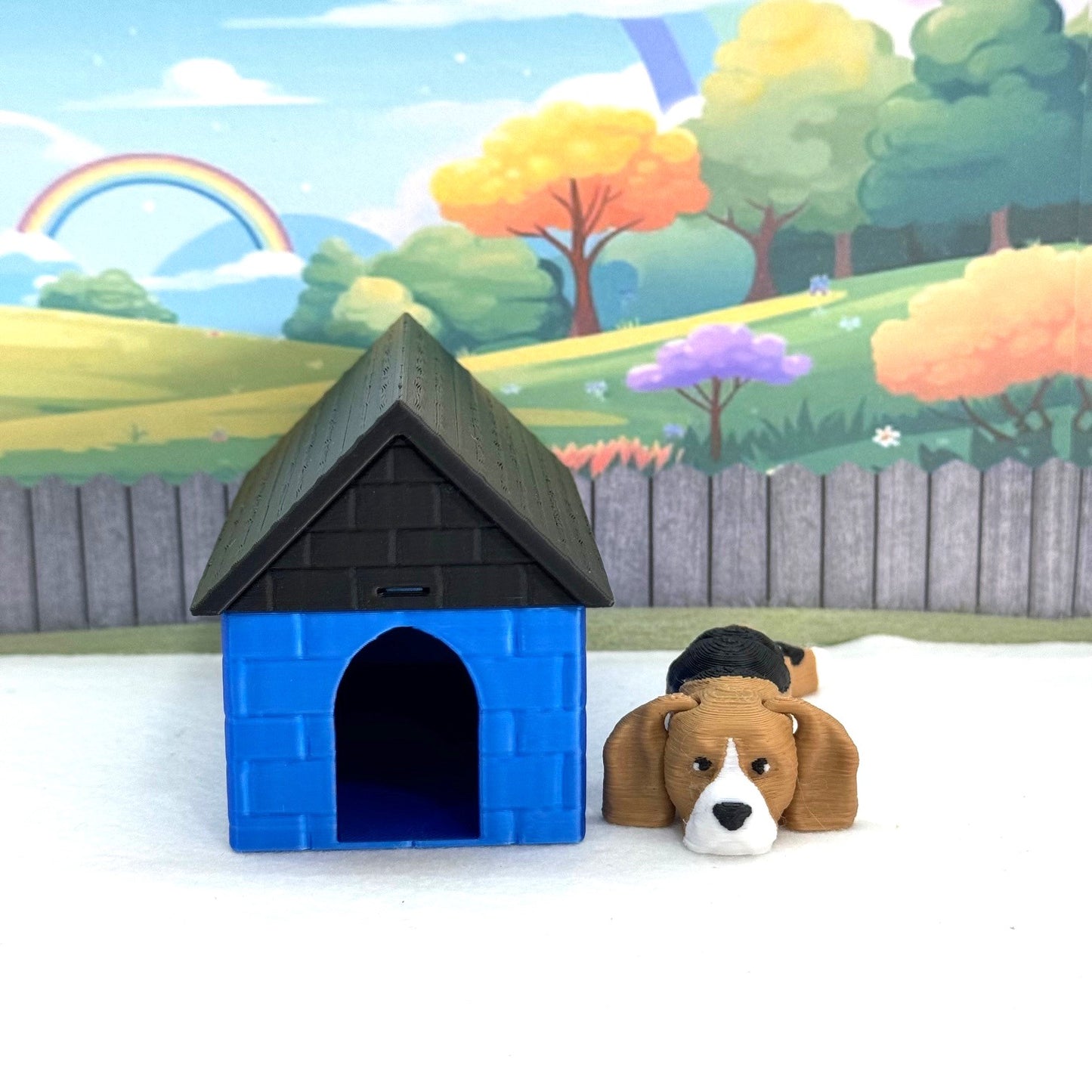 3D Printed Dog, Articulated Beagle Dog, 3D Printed Flexible Joint Dog Figures, Fidget ADHD Autism Toy-AD-SET3-BEA