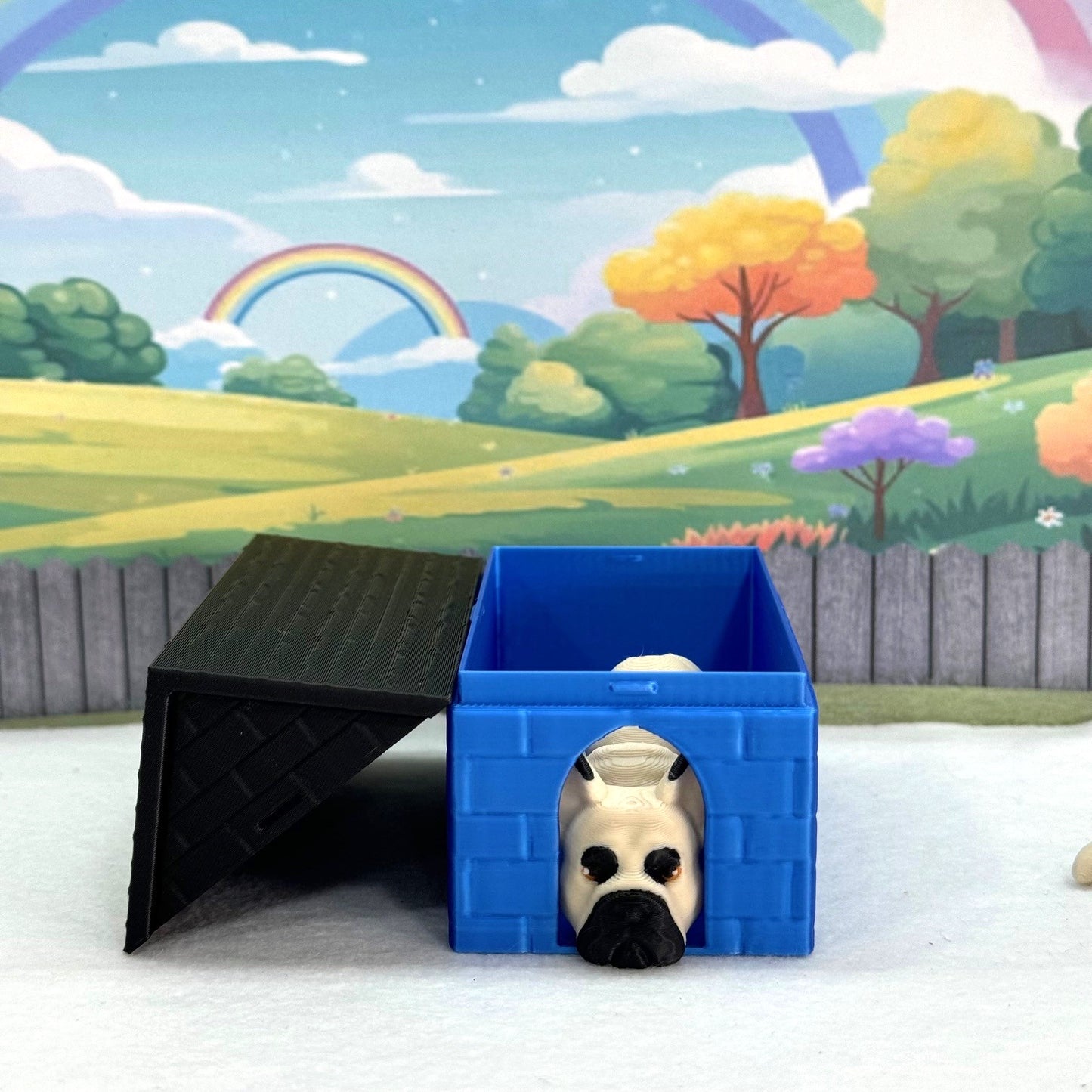 3D Printed Dog, Articulated French Bulldog, 3D Printed Flexible Joint Dog Figures, Fidget ADHD Autism Toy-AD-SET3-FB