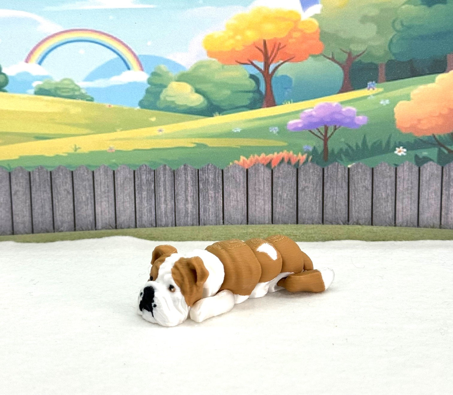 3D Printed Dog, Articulated English Bulldog, 3D Printed Flexible Joint Dog Figures, Fidget ADHD Autism Toy-AD-SET3-EB