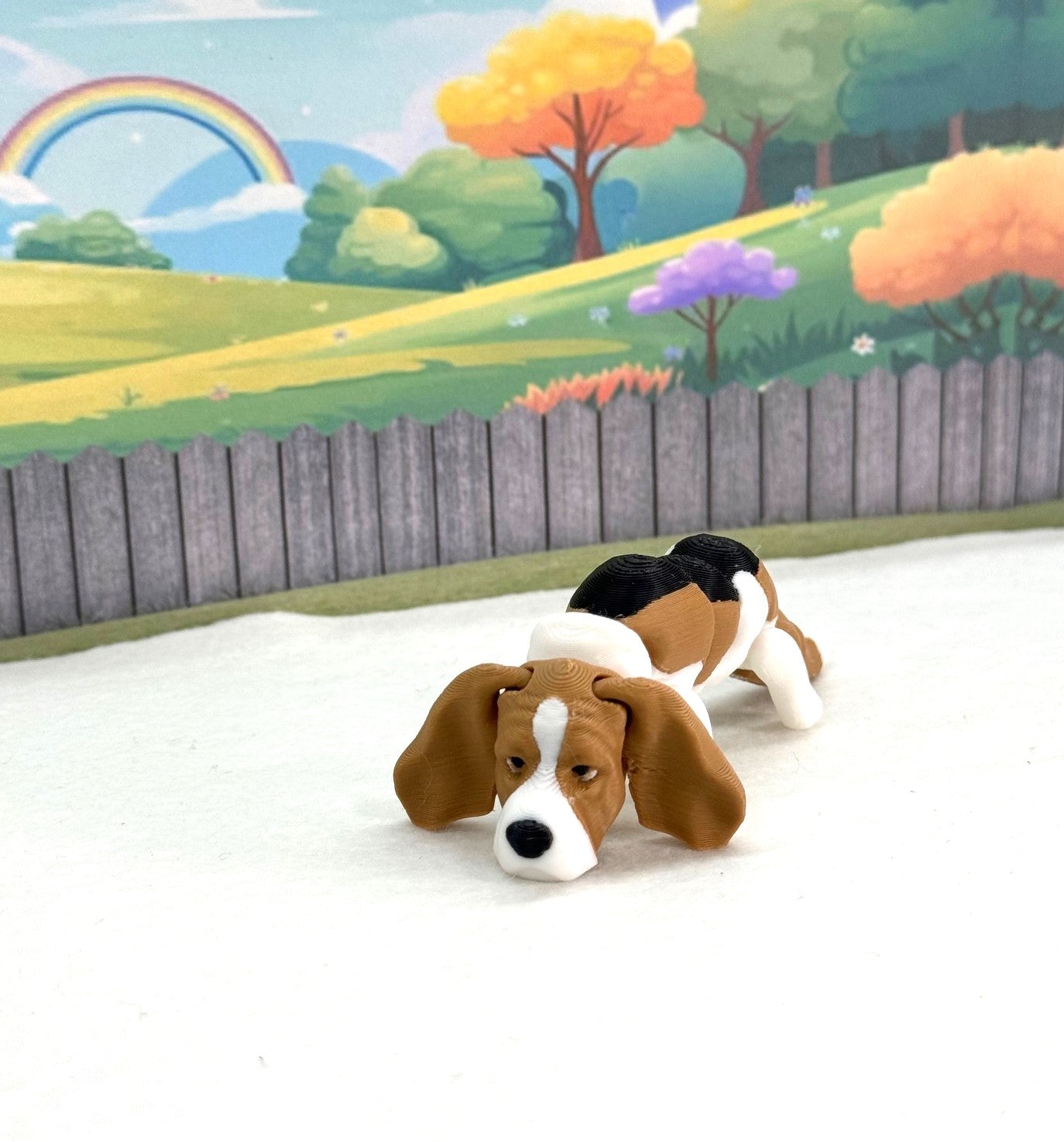 3D Printed Dog, Articulated Basset Hound Dog, 3D Printed Flexible Joint Dog Figures, Fidget ADHD Autism Toy-AD-SET3-BH