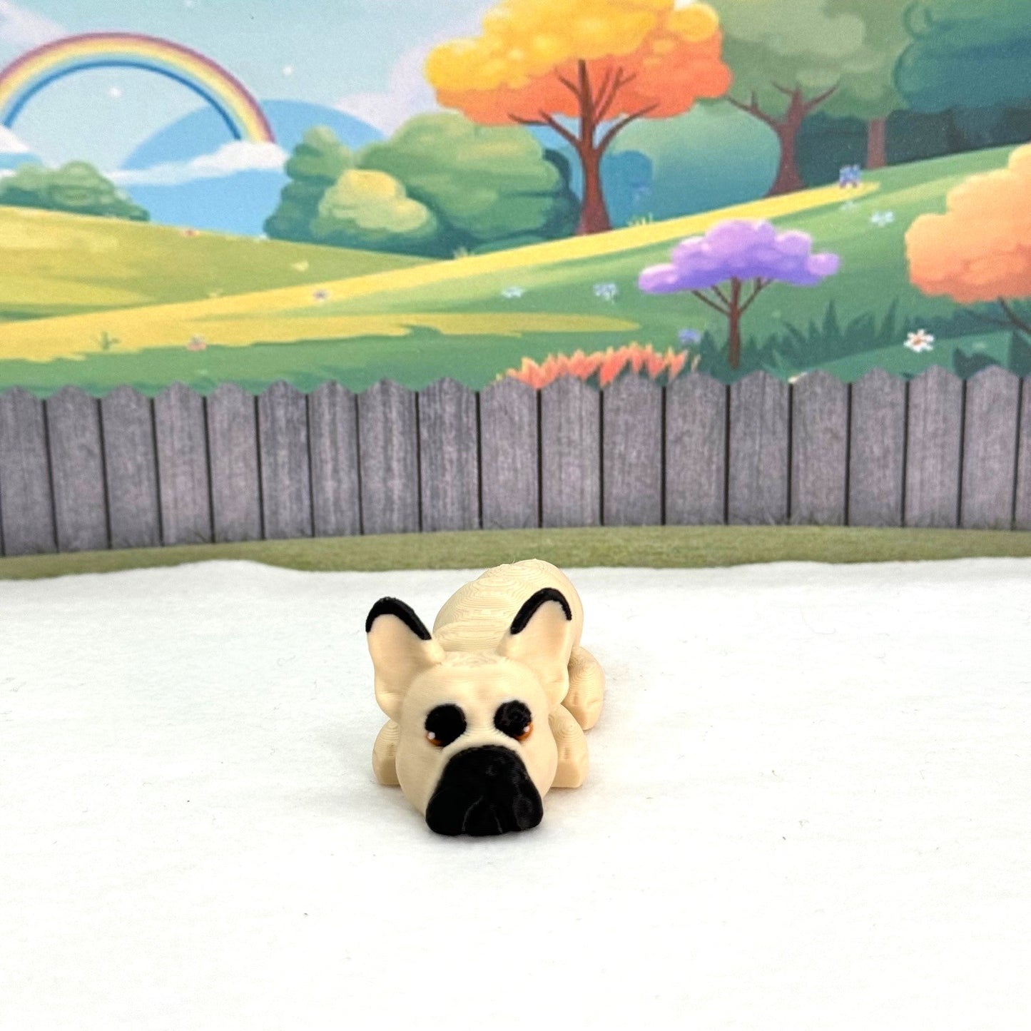 3D Printed Dog, Articulated French Bulldog, 3D Printed Flexible Joint Dog Figures, Fidget ADHD Autism Toy-AD-SET3-FB