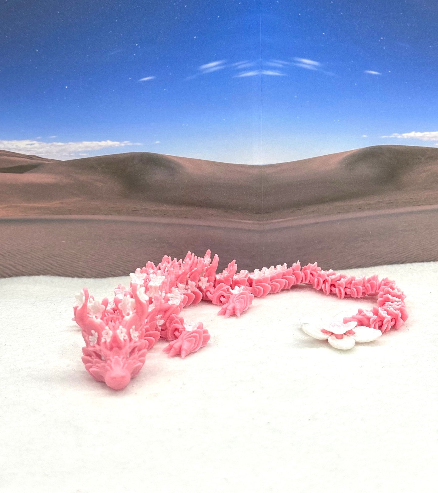3D Printed Dragon with Egg, Articulated Pink Cherry Blossom Dragon, Fidget ADHD Dragon Toy - D023-PE