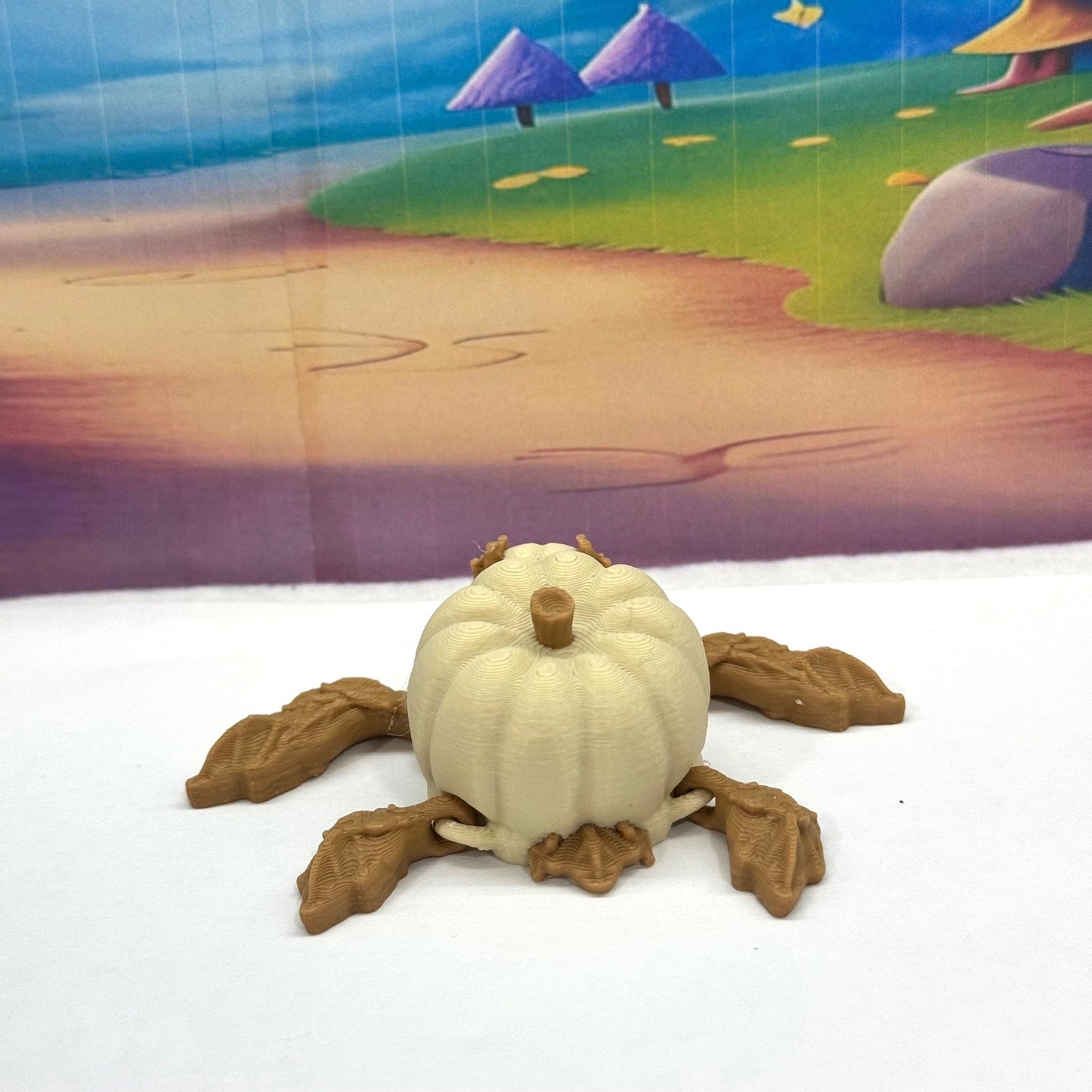 3D Printed Pumpkin Turtle, Articulating Mini Pumpkin Turtle, Fall Desk Decor Fidget ADHD Toy-TP001-BEIGE