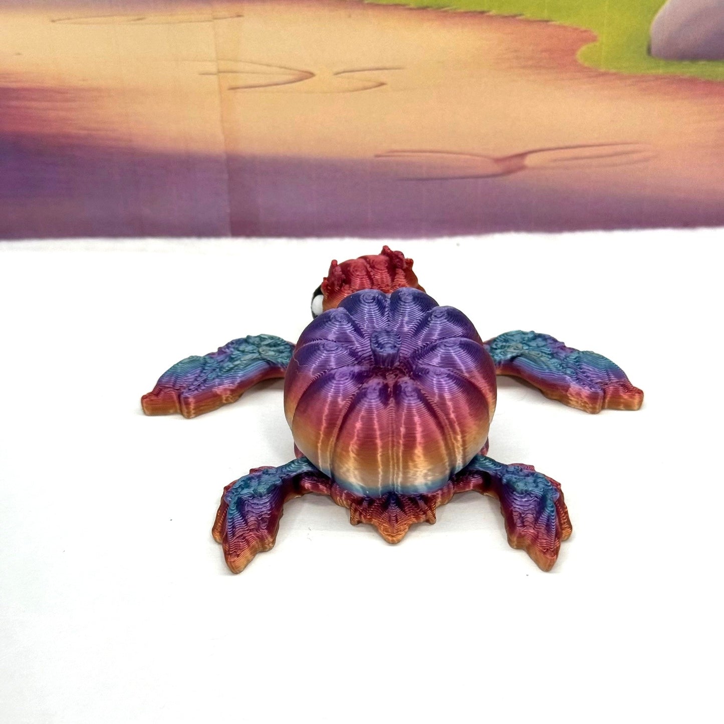 3D Printed Articulating Pumpkin Turtle, Fall Decor Desk Decor Fidget ADHD Toy, Mini Pocket Pal-TP001-NEBULA