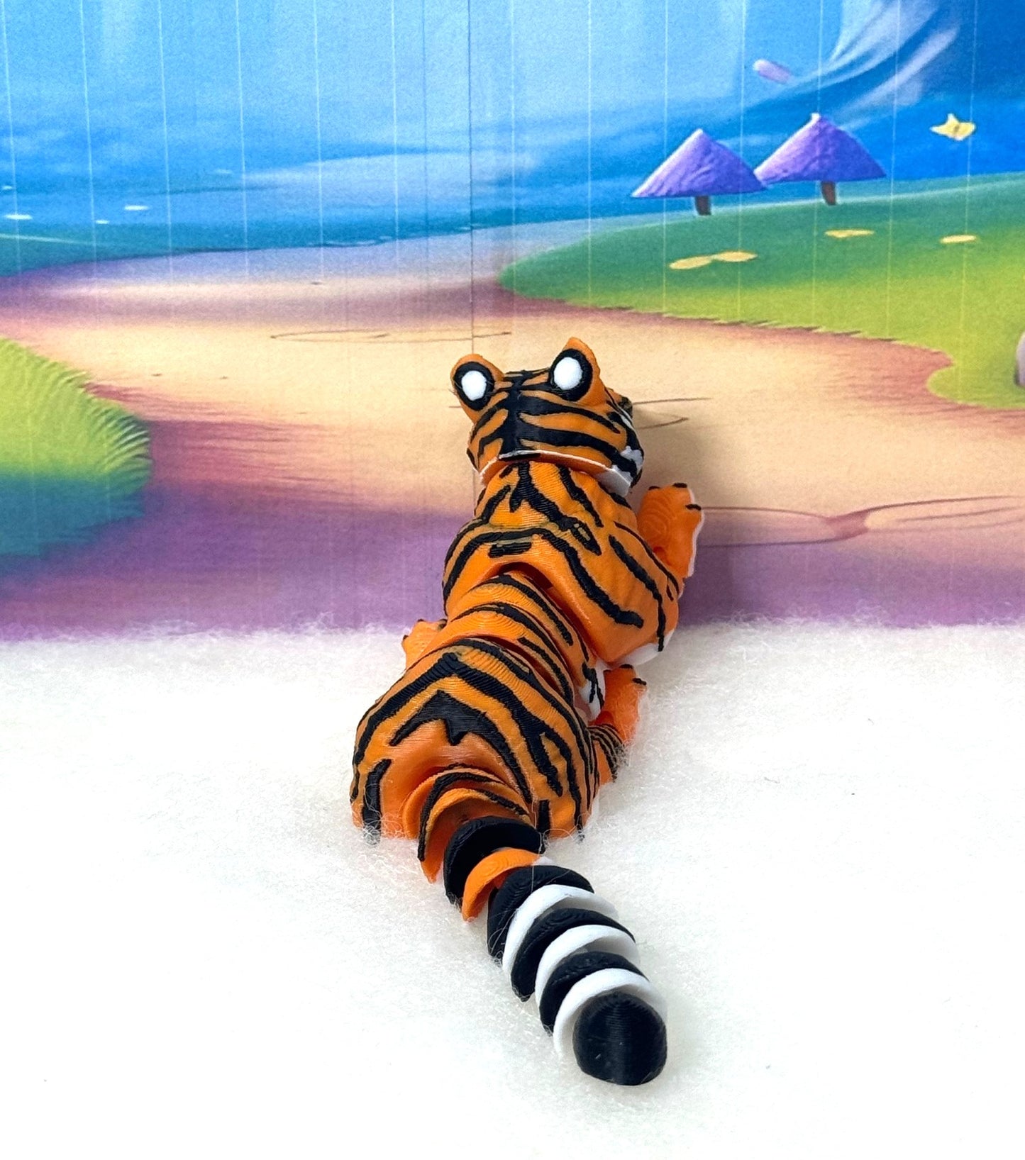 3D Printed Tiger, 6.5" Wild Animal Creature Tiger Toy, Articulated Fidget Animal for Home Office Executive Desk Decoration AT001-ORANGE-S