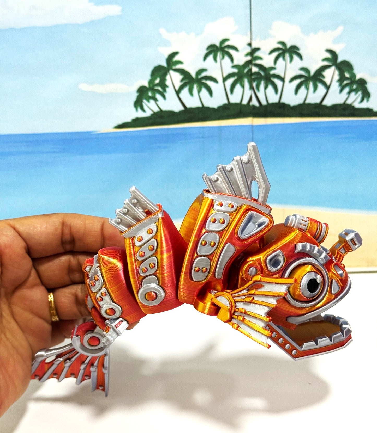 3D Printed Cyber Fish 7" Articulated Futuristic Cyber Fish Toy, Cyber Sci-Fi Fidget Toy