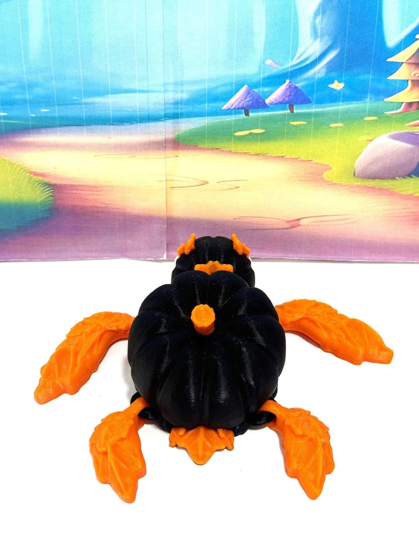 Articulating Pumpkin Turtle, 3" Fall Halloween Decor Desk Decor Fidget ADHD Toy, Articulating Pumpkin Turtle, 4.5" Pumpkin Turtle Fall Decor - APT001-BO