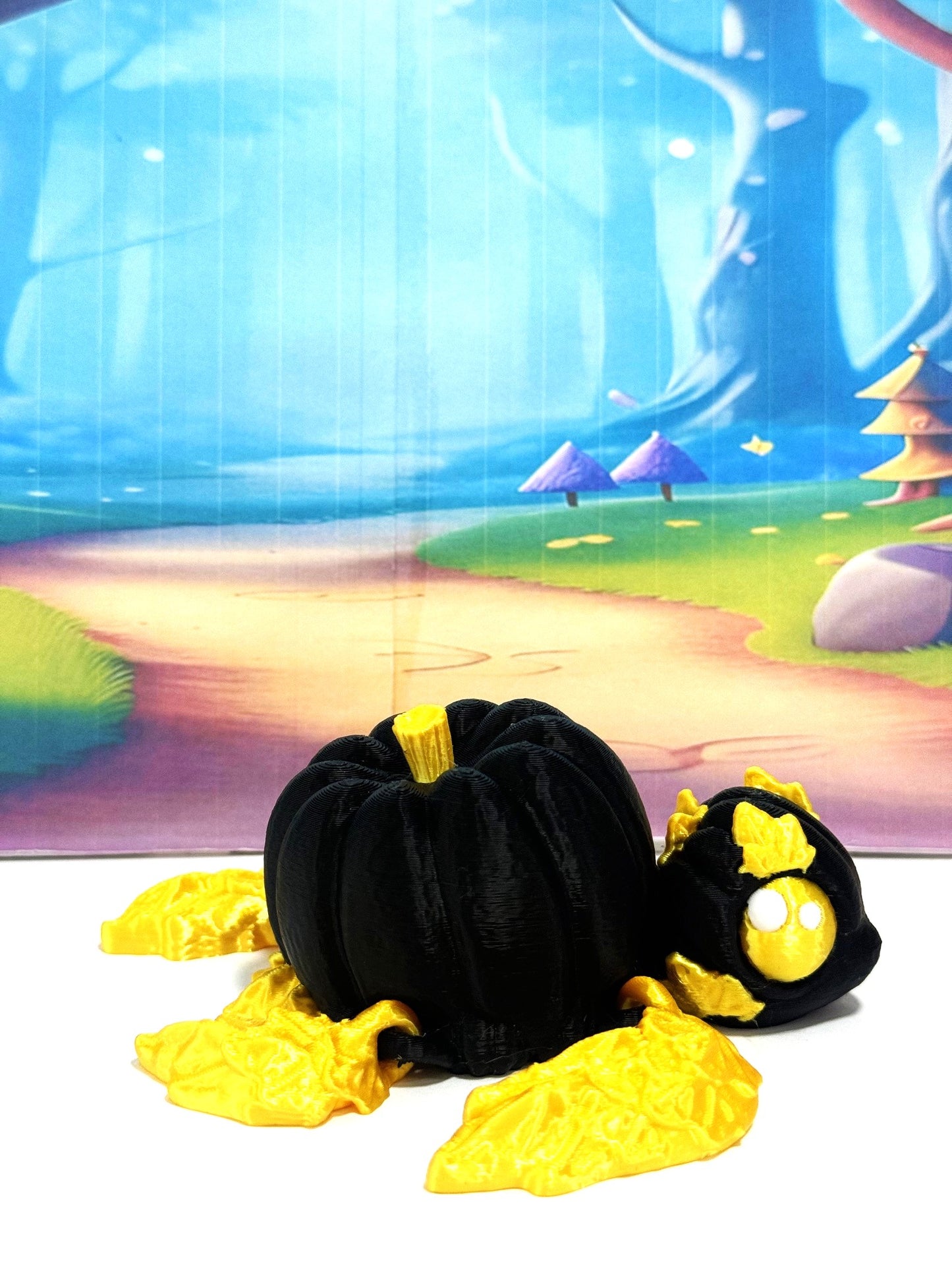Articulating Pumpkin Turtle, 3" Fall Halloween Decor Desk Decor Fidget ADHD Toy, Pumpkin Turtle Fall Decor - APT001-BG