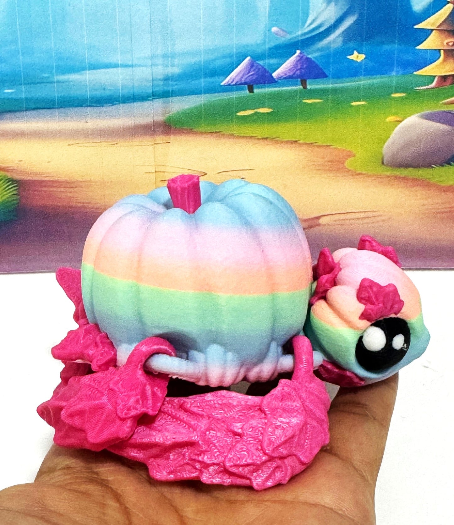 Cute Articulating Pumpkin Turtle, 3" Fall Halloween Decor Desk Decor Fidget ADHD Toy, Articulating Pumpkin Turtle, 4.5" Pumpkin Turtle Fall Decor - APT001-RBW