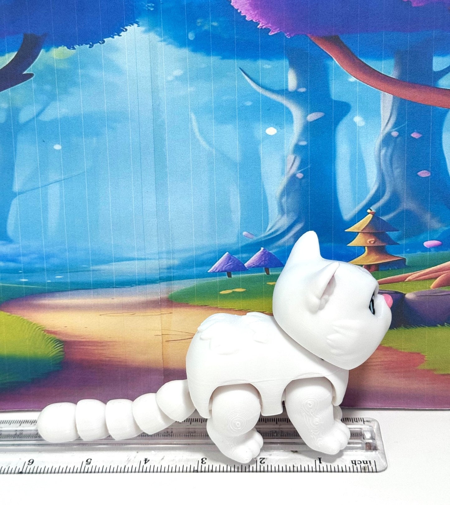 Cute Articulated British Shorthair Cat, 6.5" 3D Printed Cat Fidget Toy, Gift for Cat Lovers - ABSHC-White
