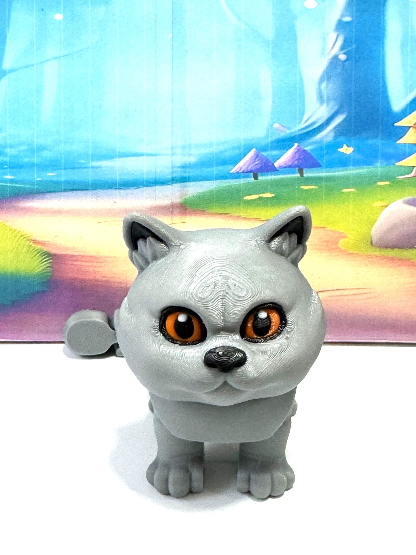 Cute Articulated British Shorthair Cat,6.5" 3D Printed Cat Fidget Toy, Gift for Cat Lovers - ABSHC-Gray