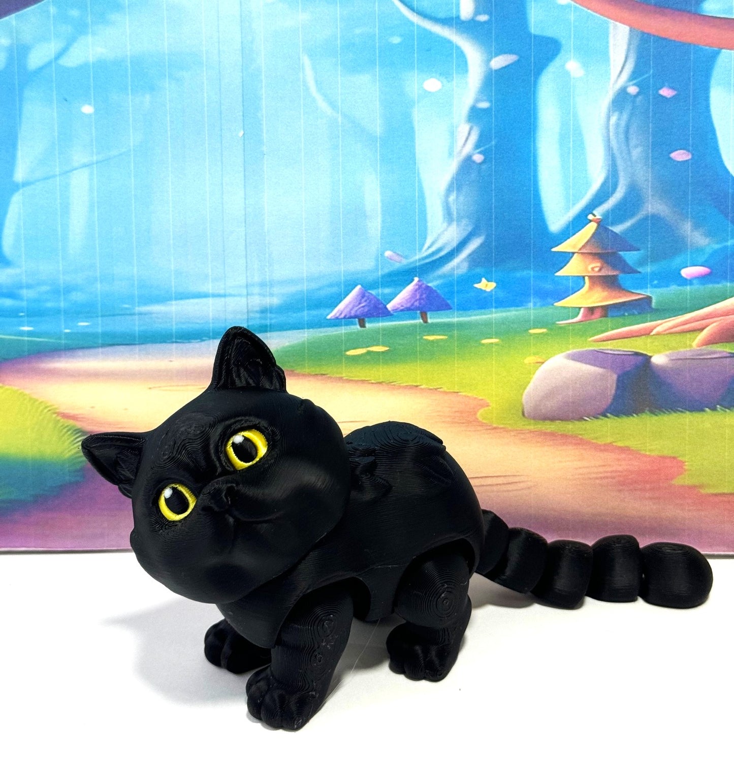 Articulated British Shorthair Cat, 6" Cute 3D Printed Cat Fidget Toy, Gift for Cat Lovers - ABSHC-Black