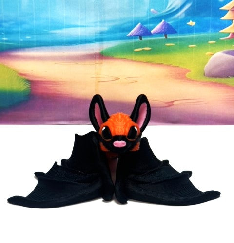 Articulated Bat, 3D Printed Bat, Cinderbat for Halloween Decor, Black and Orange Spooky Poseable Trick or Treat Bats
