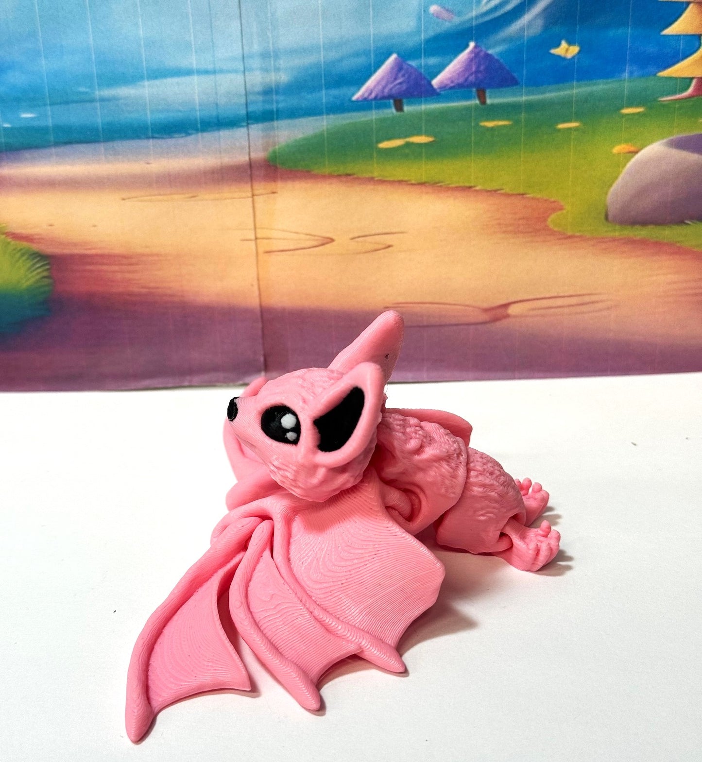 Pink Articulated Cinderbat for Halloween Decor, 3D Printed Bat, Poseable Fidget Trick or Treat Mini Bats