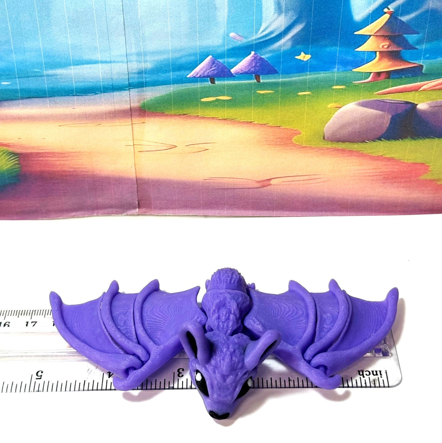 Articulated Cinderbat for Halloween Decor, 3D Printed Bat, Purple Poseable Fidget Trick or Treat Mini Bats