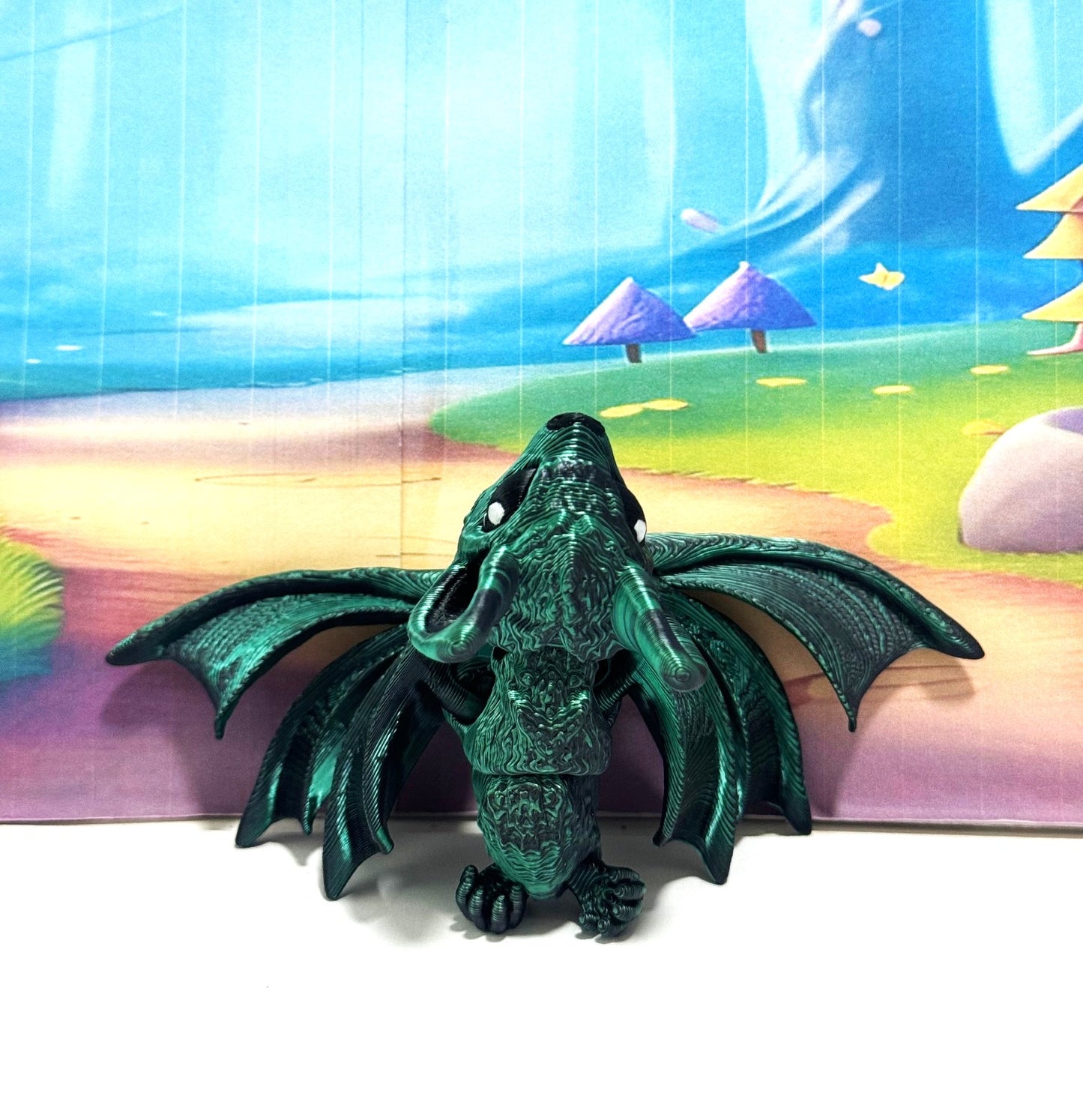 Articulated Bat, 3D Printed Bat, Cinderbat for Halloween Decor, Green Spooky Poseable Trick or Treat Bats.