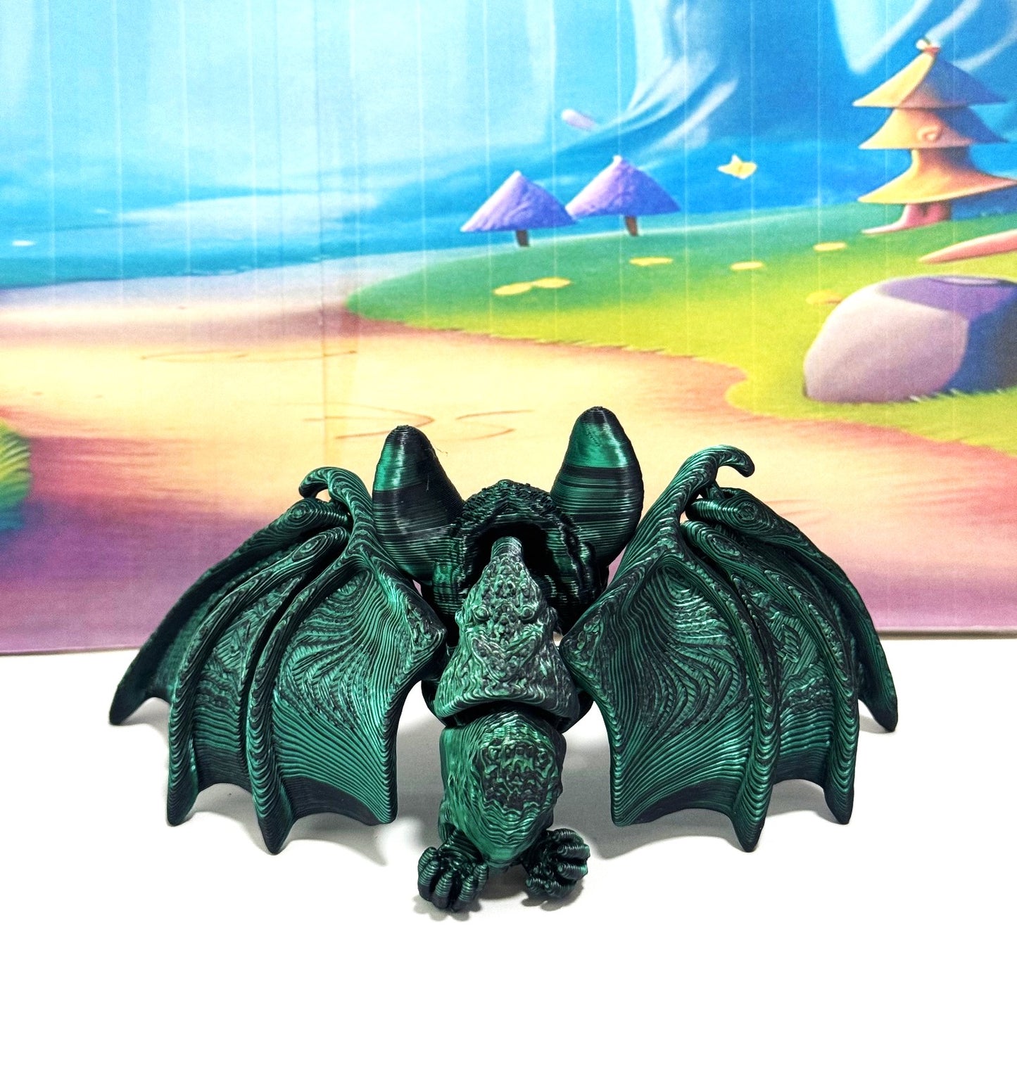 Articulated Bat, 3D Printed Bat, Cinderbat for Halloween Decor, Green Spooky Poseable Trick or Treat Bats.