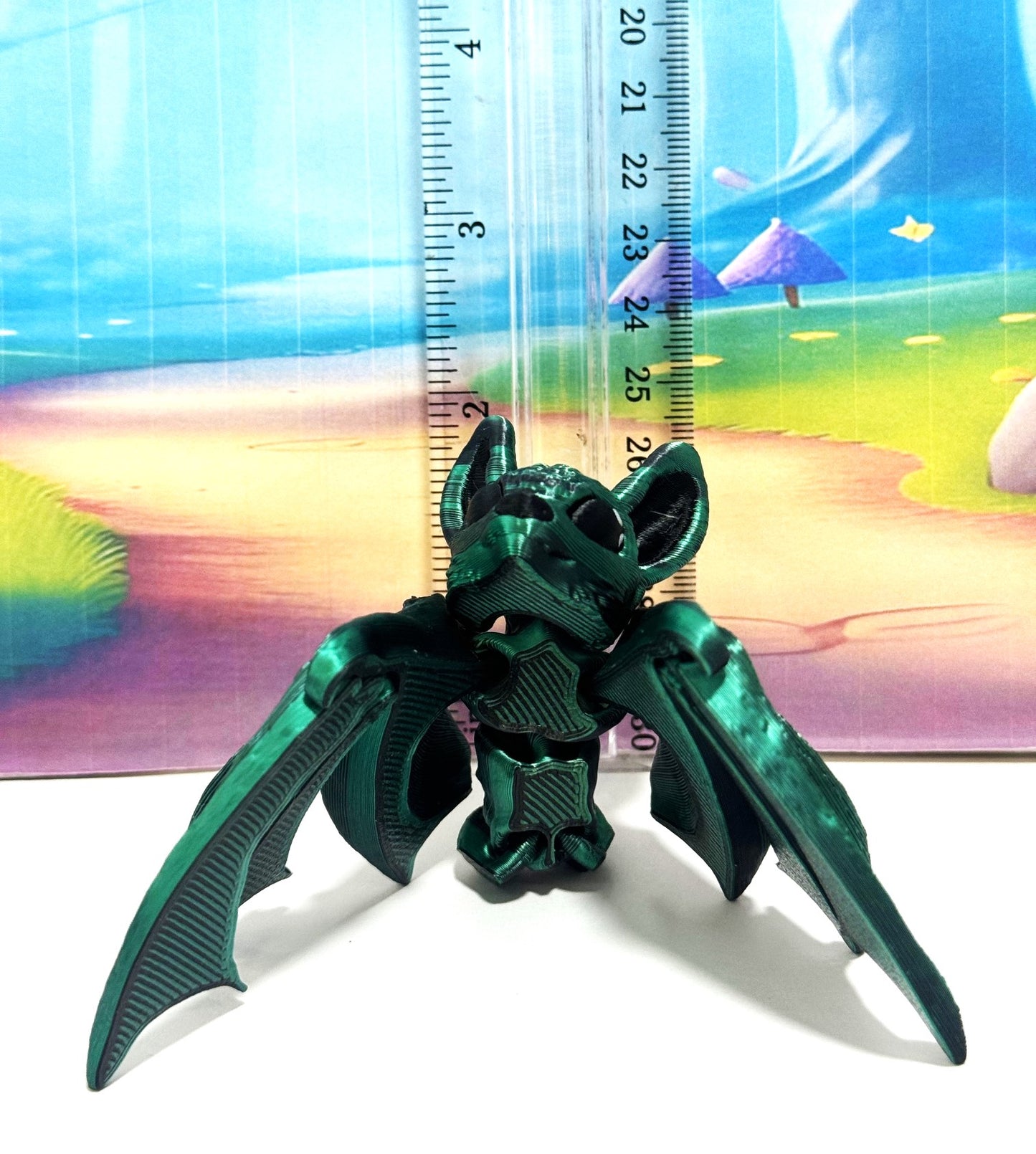 Articulated Bat, 3D Printed Bat, Cinderbat for Halloween Decor, Green Spooky Poseable Trick or Treat Bats.