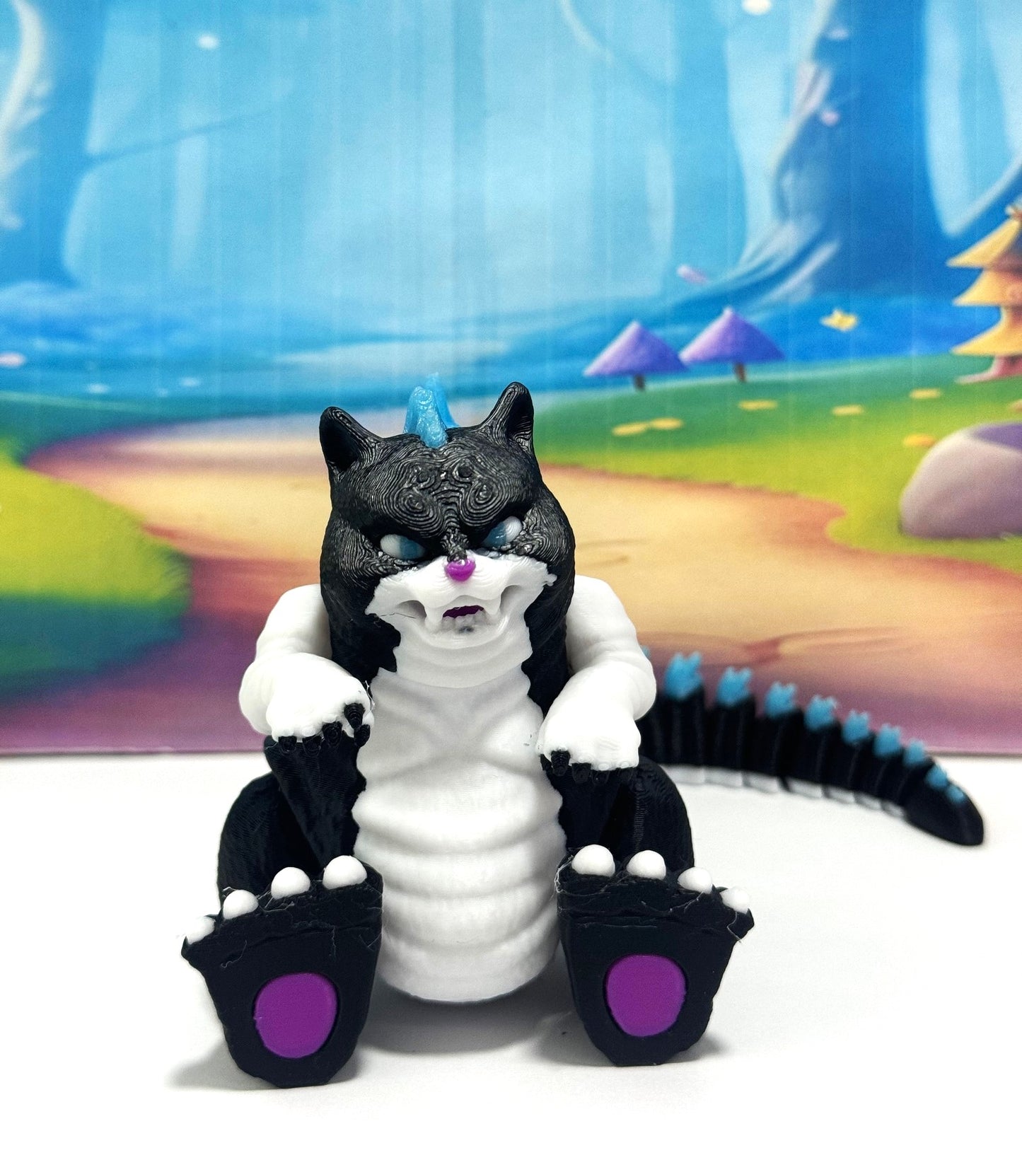Cute Catzilla Statue for Home Decor, 3D Printed Glow in the Dark Catzilla, Durable Fidget Toy, Stress Relief Toy