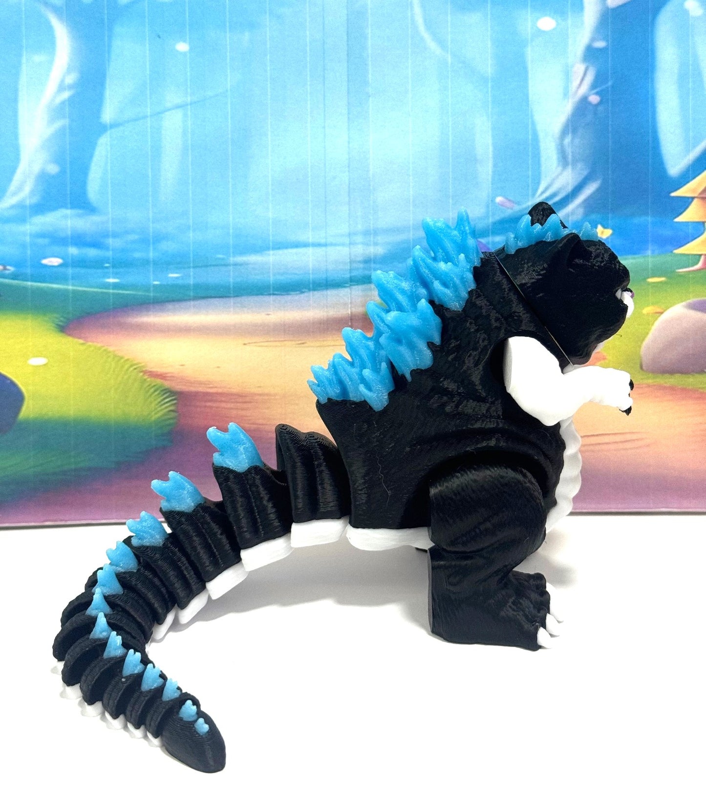 Cute Catzilla Statue for Home Decor, 3D Printed Glow in the Dark Catzilla, Durable Fidget Toy, Stress Relief Toy