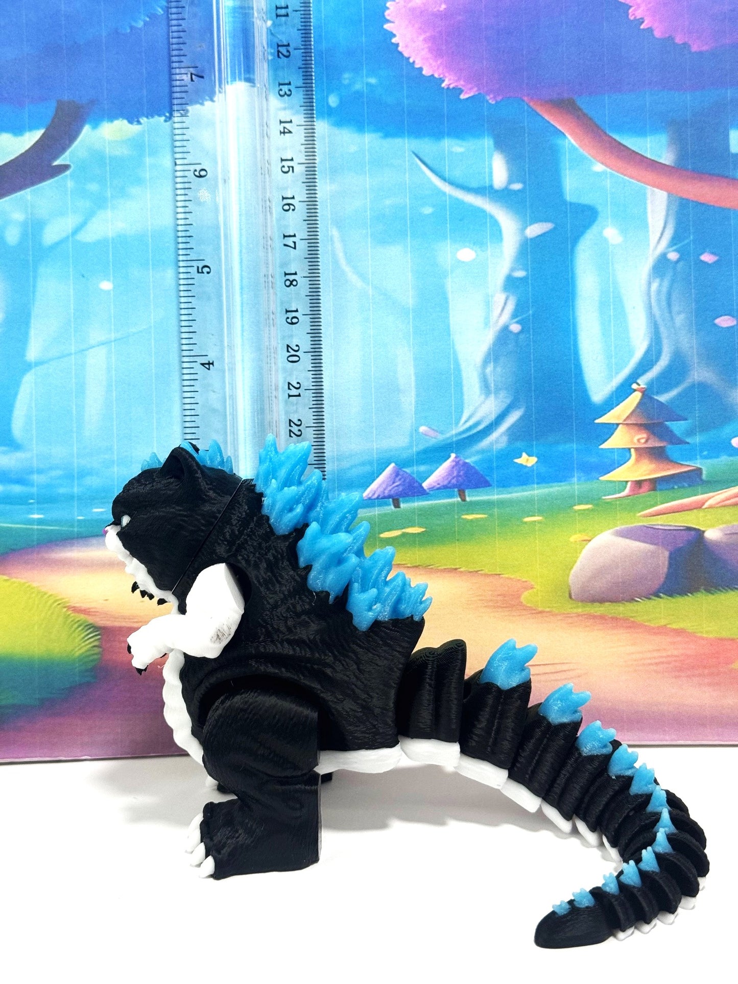 Cute Catzilla Statue for Home Decor, 3D Printed Glow in the Dark Catzilla, Durable Fidget Toy, Stress Relief Toy