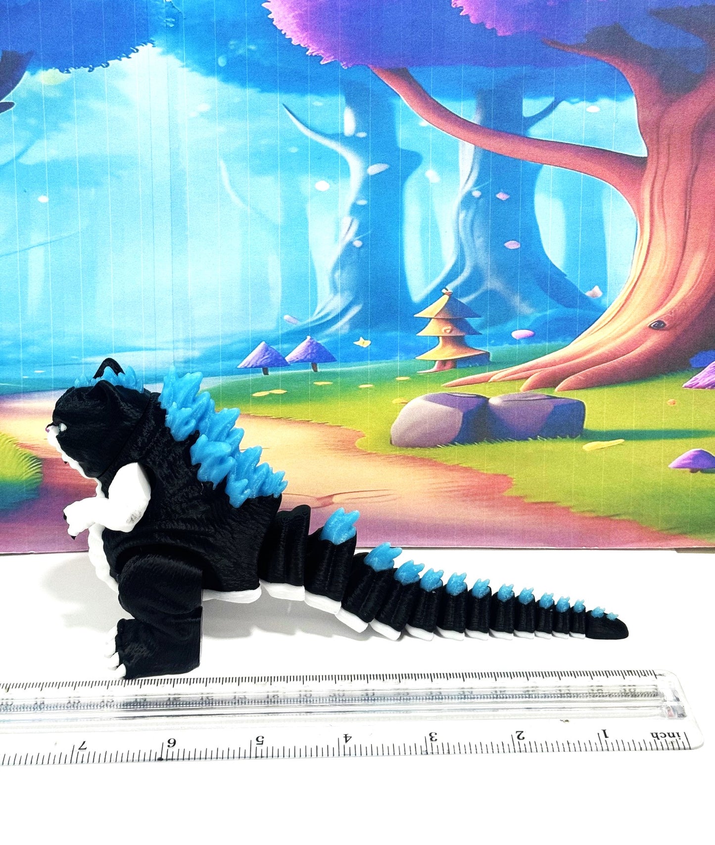 Cute Catzilla Statue for Home Decor, 3D Printed Glow in the Dark Catzilla, Durable Fidget Toy, Stress Relief Toy