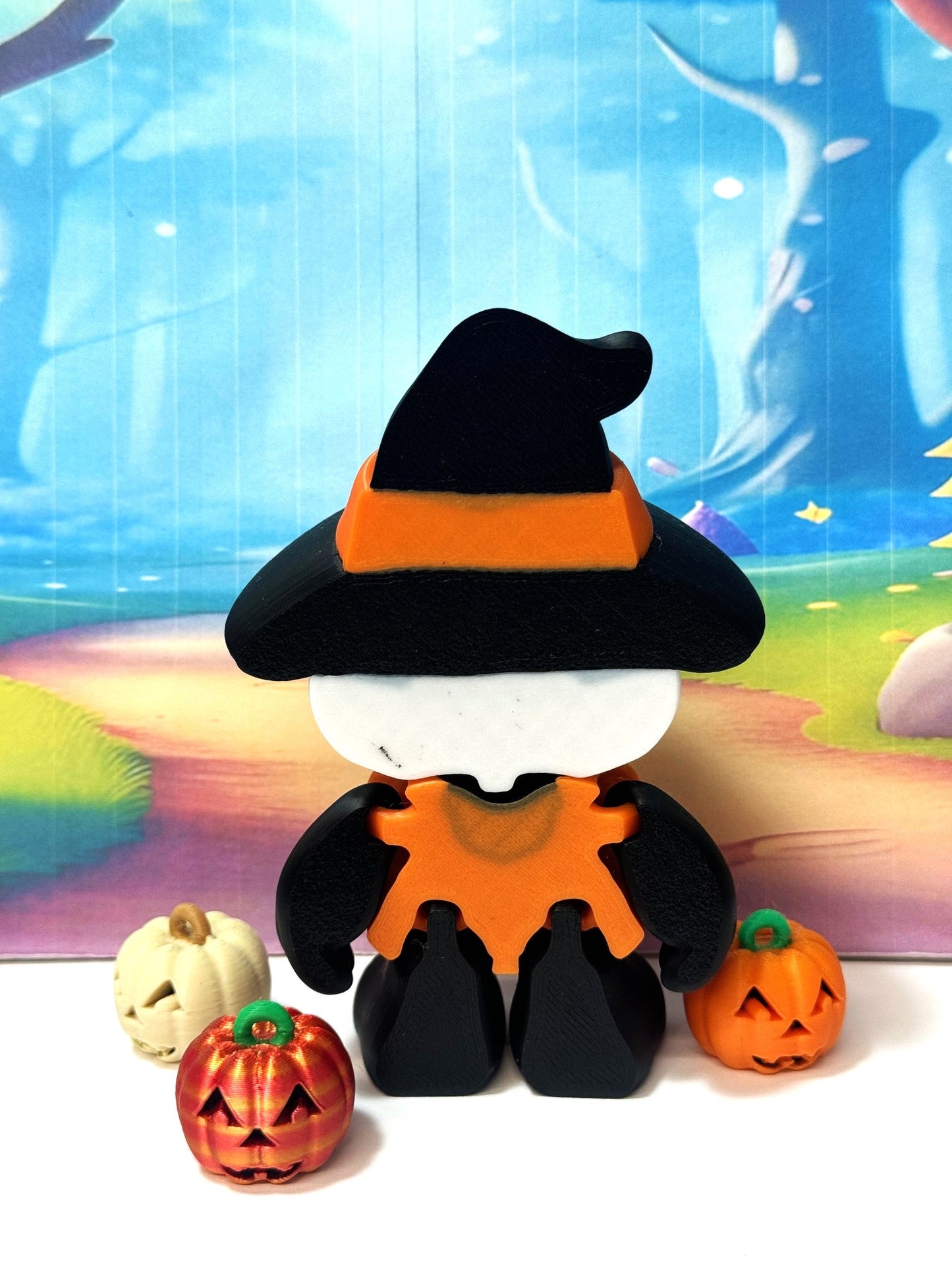 2pcs Pumpkin Pandas – 3D Printed Articulated Panda – 4" Halloween Witch Hat Panda Figurine - Fall Holiday Decoration (Copy)