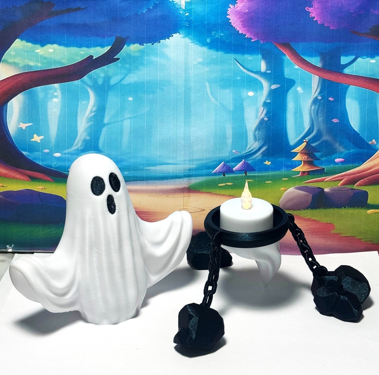 Cute Ghost Halloween Night Light, 7" 3D Printed Ghost with Tea Light, Night Light for Adults, Halloween Decor (Copy)