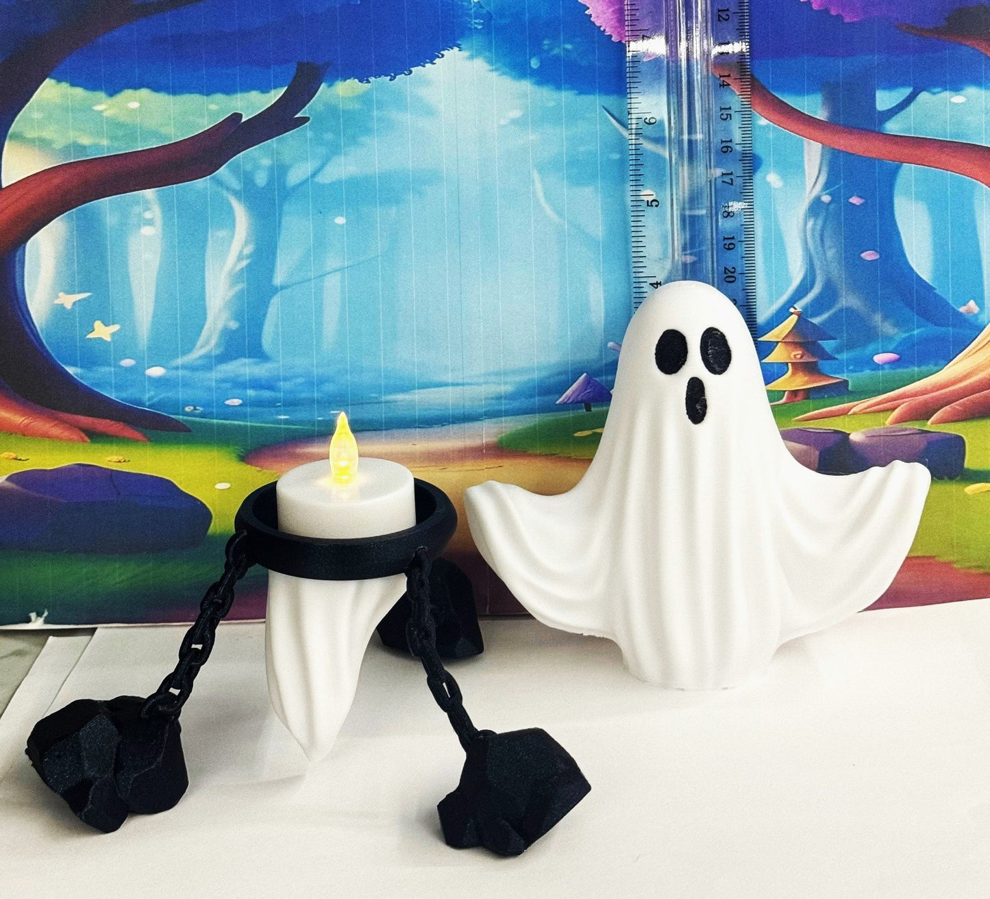 Cute Ghost Halloween Night Light, 7" 3D Printed Ghost with Tea Light, Night Light for Adults, Halloween Decor (Copy)